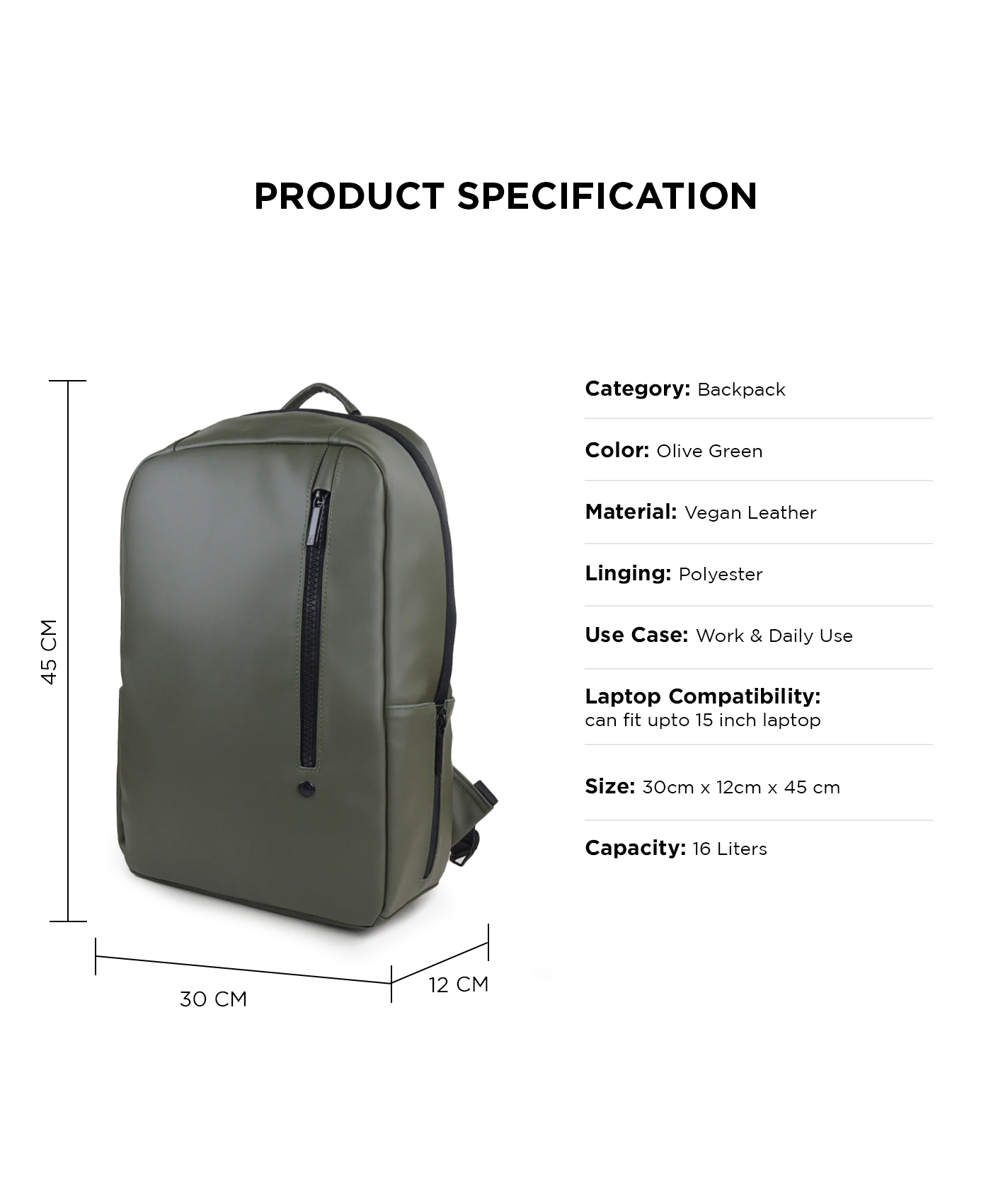 THE SLIM LINES | OLIVE BACKPACK