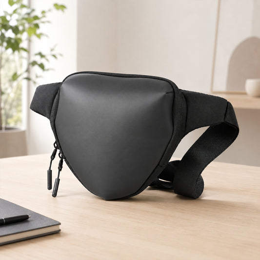 Anglar Crossbody Bag – 1.5L Black Polyester & Vegan Leather Sling Bag for Travel & Daily Use
