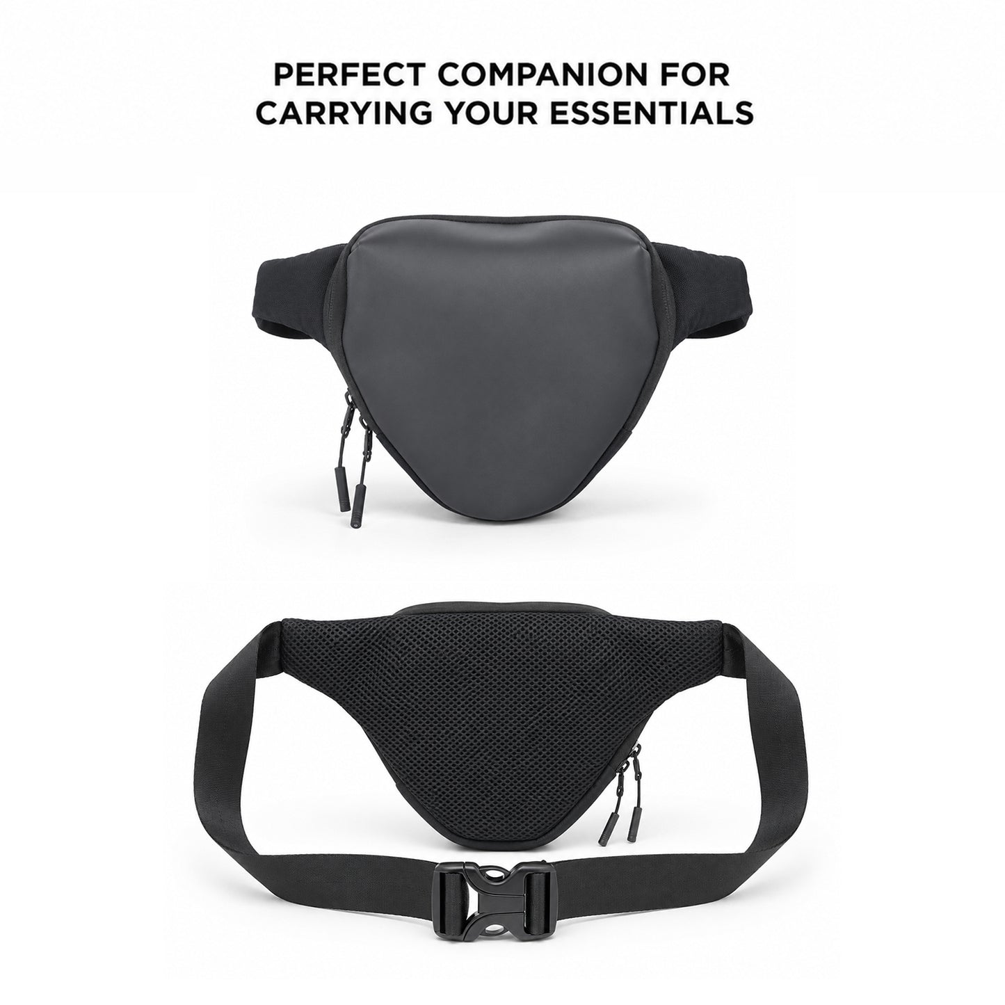 Anglar Crossbody Bag – 1.5L Black Polyester & Vegan Leather Sling Bag for Travel & Daily Use