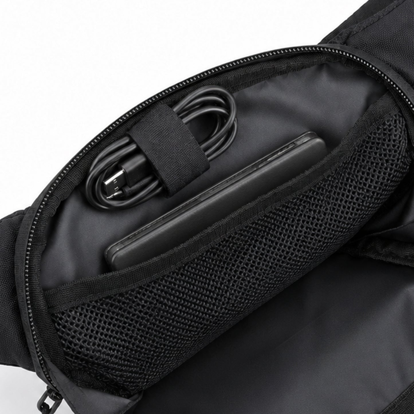 Anglar Crossbody Bag – 1.5L Black Polyester & Vegan Leather Sling Bag for Travel & Daily Use
