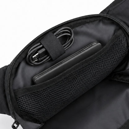 Anglar Crossbody Bag – 1.5L Black Polyester & Vegan Leather Sling Bag for Travel & Daily Use