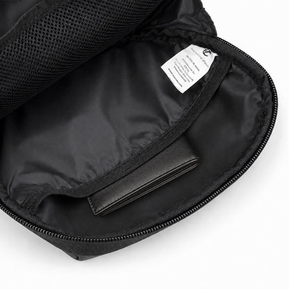 Anglar Crossbody Bag – 1.5L Black Polyester & Vegan Leather Sling Bag for Travel & Daily Use
