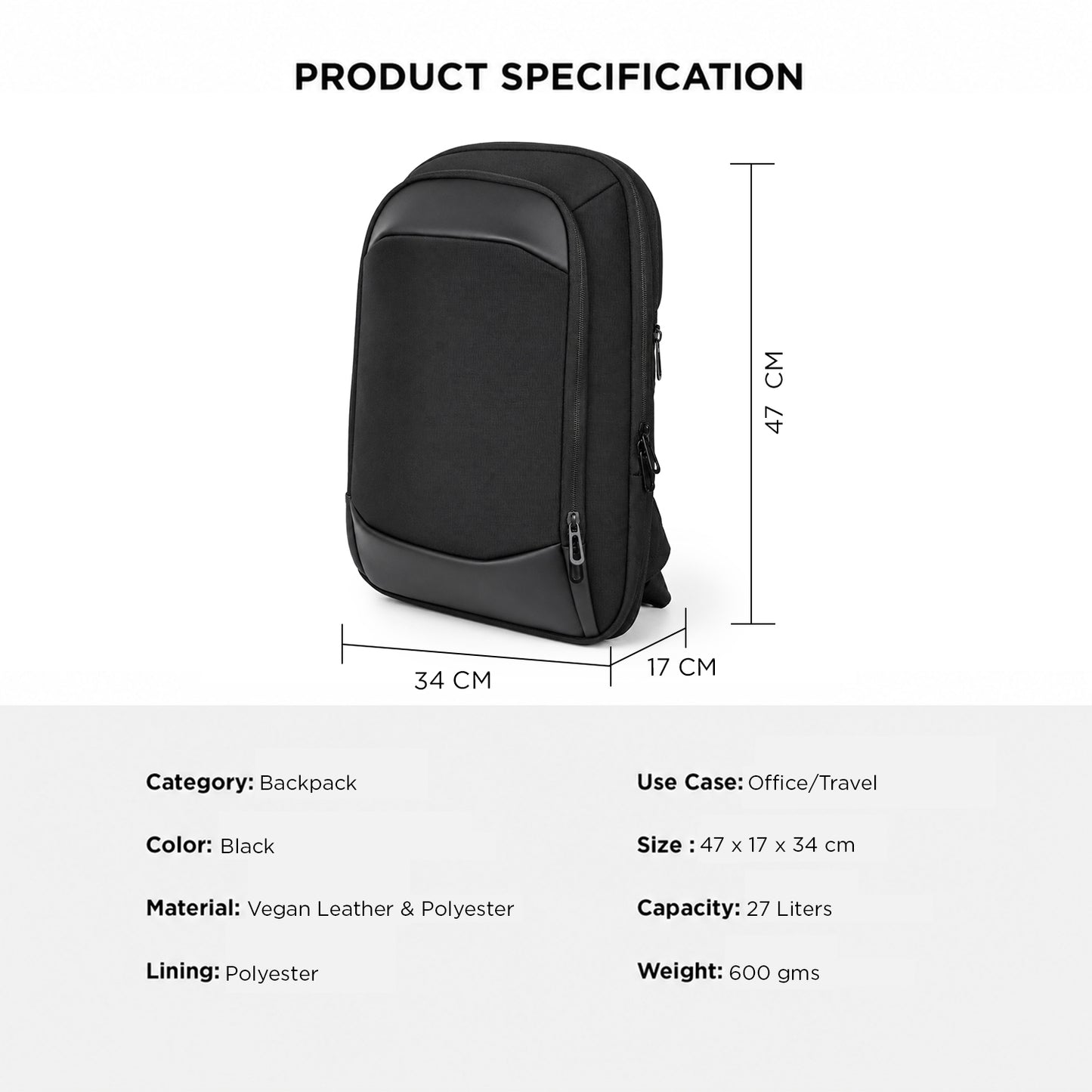 Ark Backpack – Expandable 27L Office & Travel Laptop Backpack