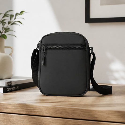 Bloc Sling Bag – 1.5L Black Vegan Leather Travel & Daily Sling Bag