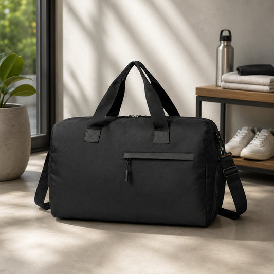 Blocr Duffle Bag – 25L Black Gym, Travel & Daily Duffle Bag with Shoe Compartment