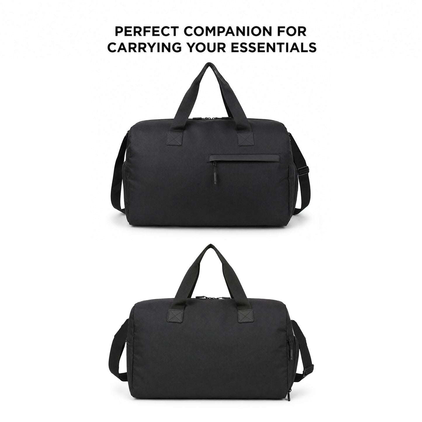 Blocr Duffle Bag – 25L Black Gym, Travel & Daily Duffle Bag with Shoe Compartment