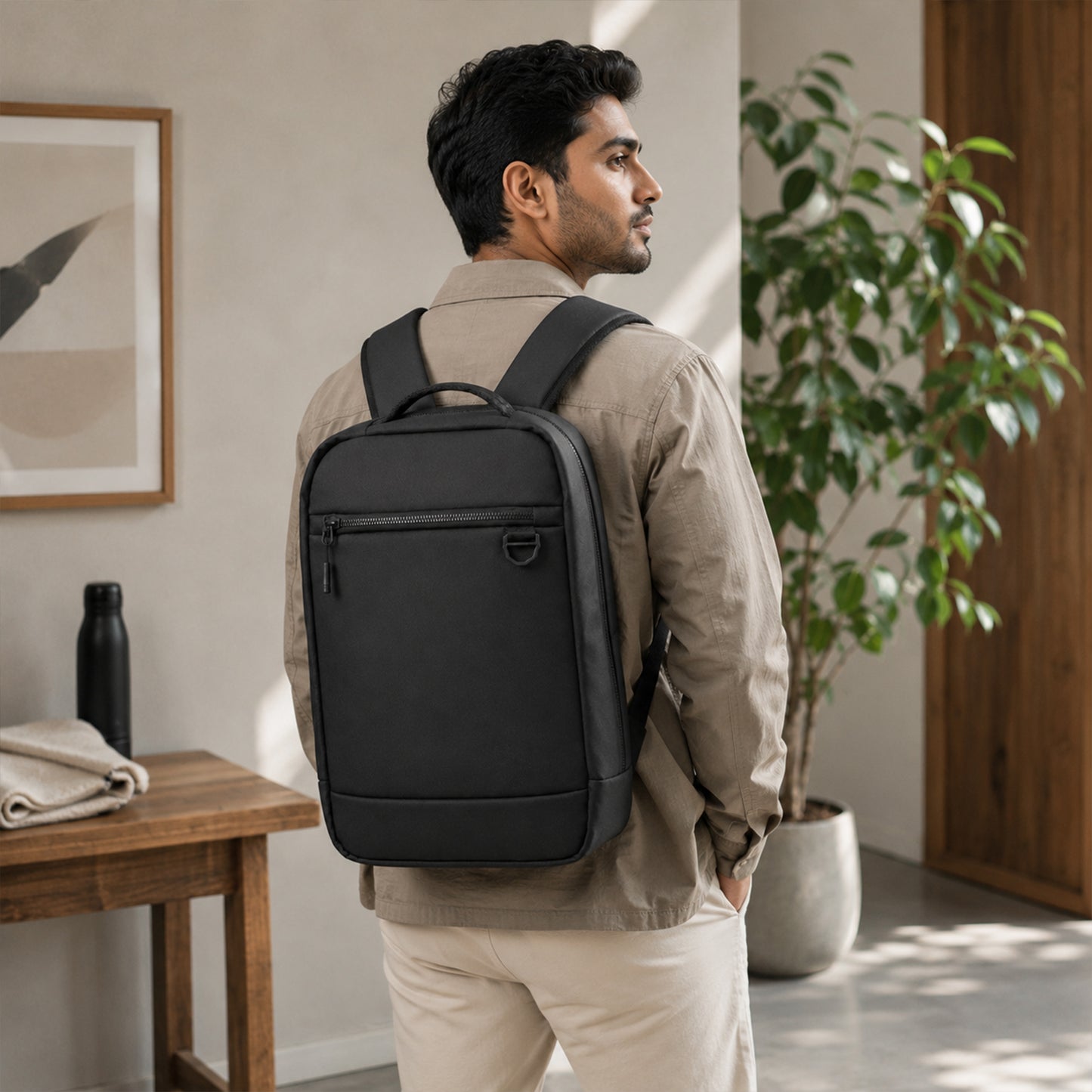 Elite Backpack – 17L Black Vegan Leather Laptop Backpack for Office, Daily Use & Travel