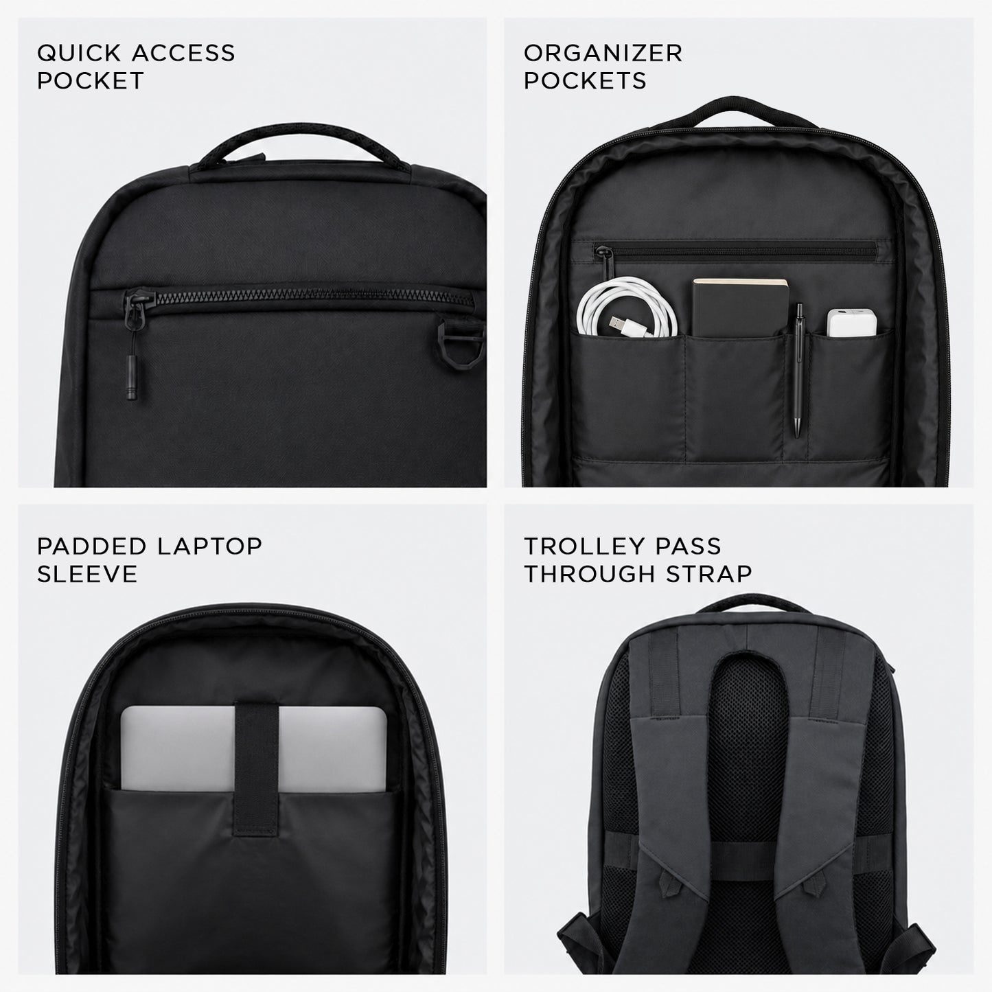 Elite Backpack – 17L Black Vegan Leather Laptop Backpack for Office, Daily Use & Travel