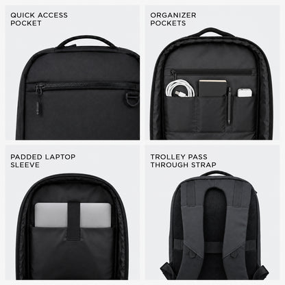 Elite Backpack – 17L Black Vegan Leather Laptop Backpack for Office, Daily Use & Travel