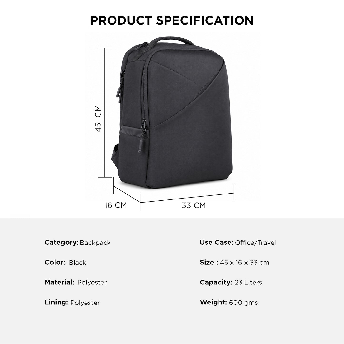 Kriss Backpack – 23L Office & Travel Backpack with Laptop Compartment