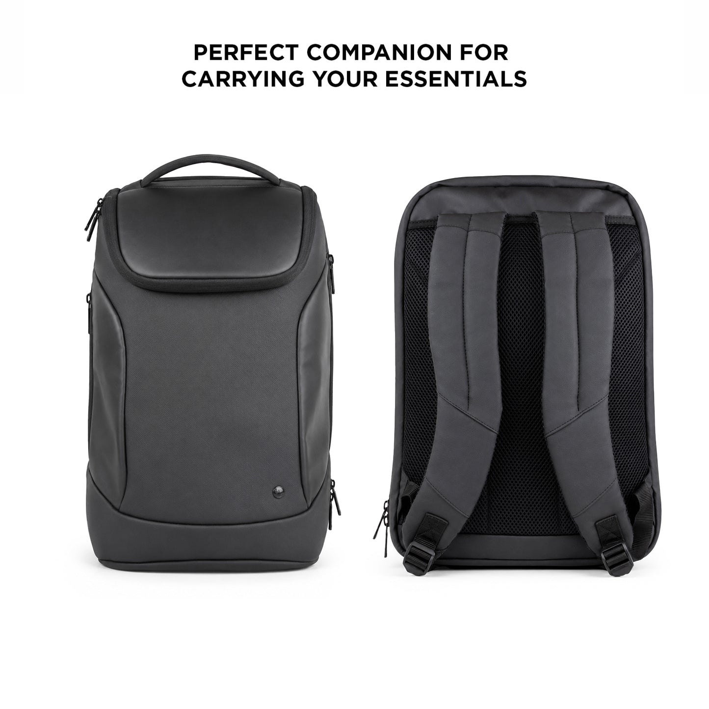 Kurv Backpack – 20L Black Vegan Leather Laptop Backpack for Office & Daily Use