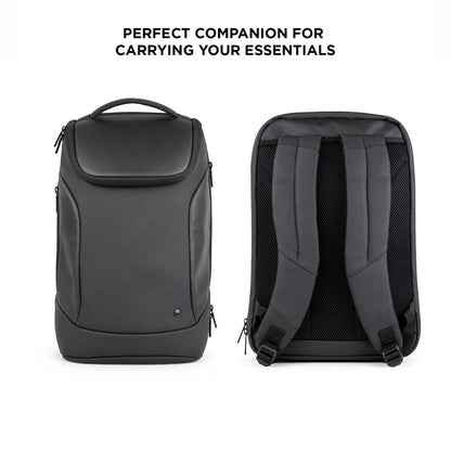 Kurv Backpack – 20L Black Vegan Leather Laptop Backpack for Office & Daily Use