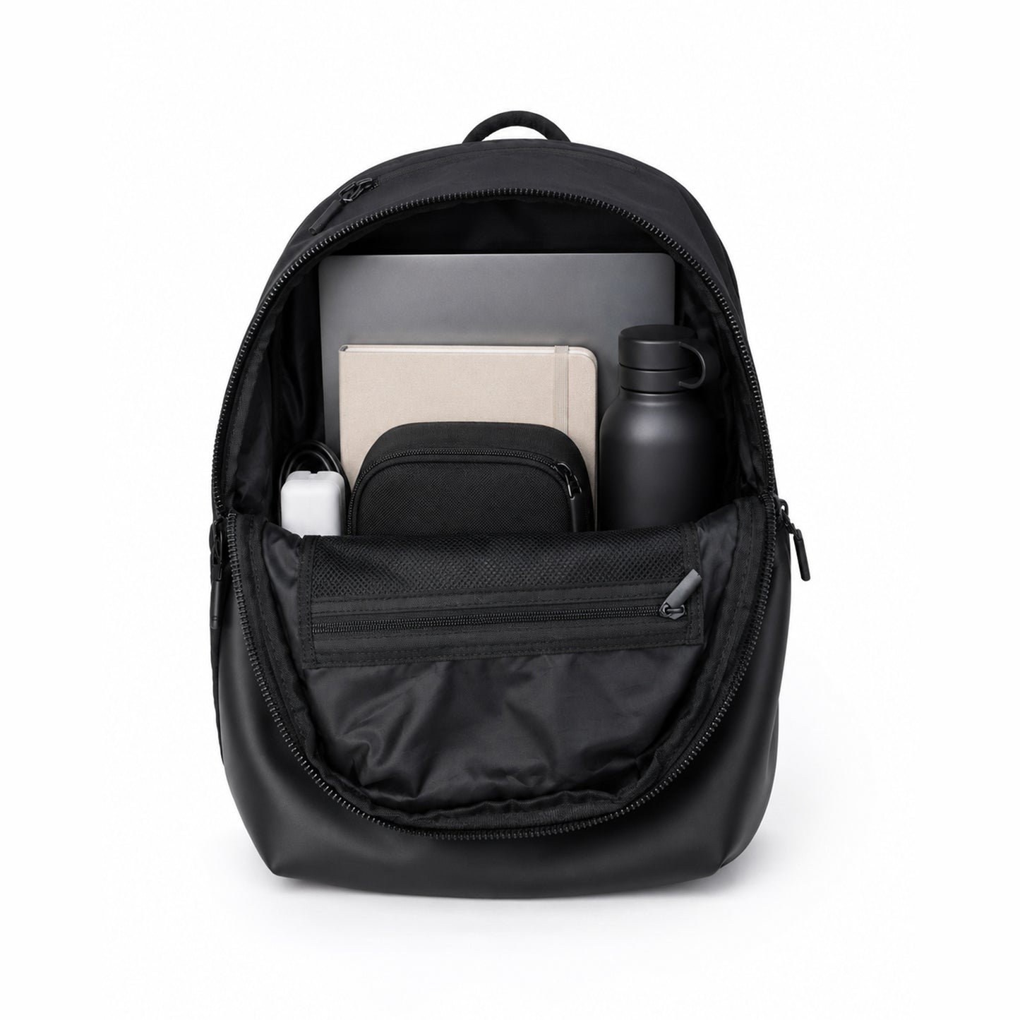 Mhawk Backpack – 24L Black Office & Travel Backpack with Laptop Compartment, Organizer Pockets, Side Zipper Pocket & Trolley Sleeve