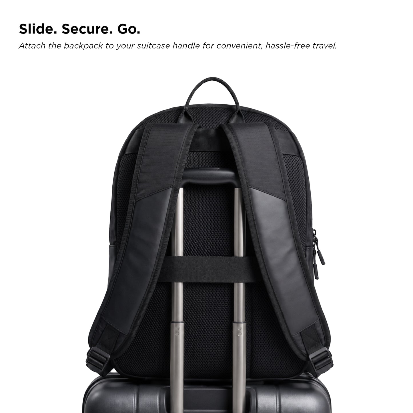 Mhawk Backpack – 24L Black Office & Travel Backpack with Laptop Compartment, Organizer Pockets, Side Zipper Pocket & Trolley Sleeve