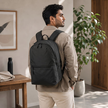 Mhawk Backpack – 24L Black Office & Travel Backpack with Laptop Compartment, Organizer Pockets, Side Zipper Pocket & Trolley Sleeve