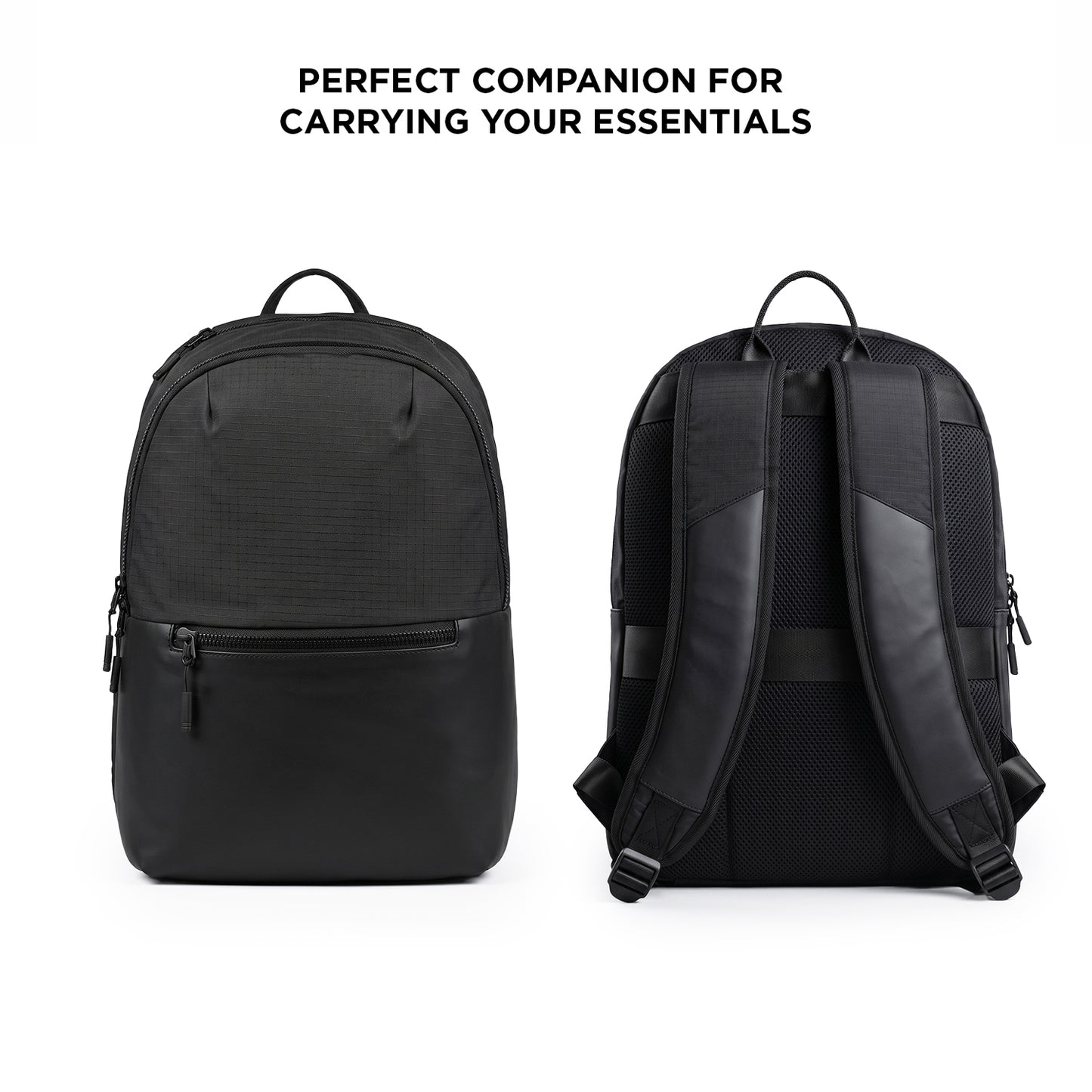 Mhawk Backpack – 24L Black Office & Travel Backpack with Laptop Compartment, Organizer Pockets, Side Zipper Pocket & Trolley Sleeve