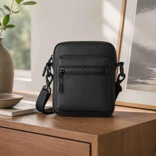 Noma Black Sling Bag – 2L Vegan Leather Travel & Daily Sling Bag