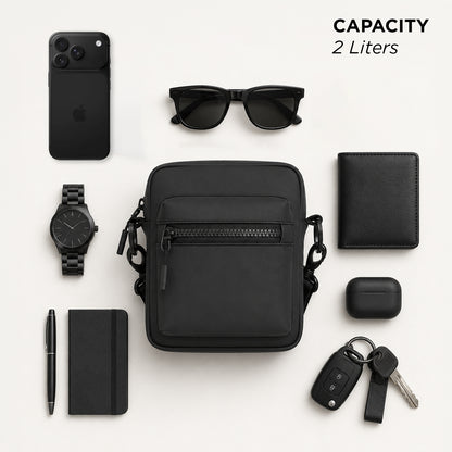 Noma Black Sling Bag – 2L Vegan Leather Travel & Daily Sling Bag