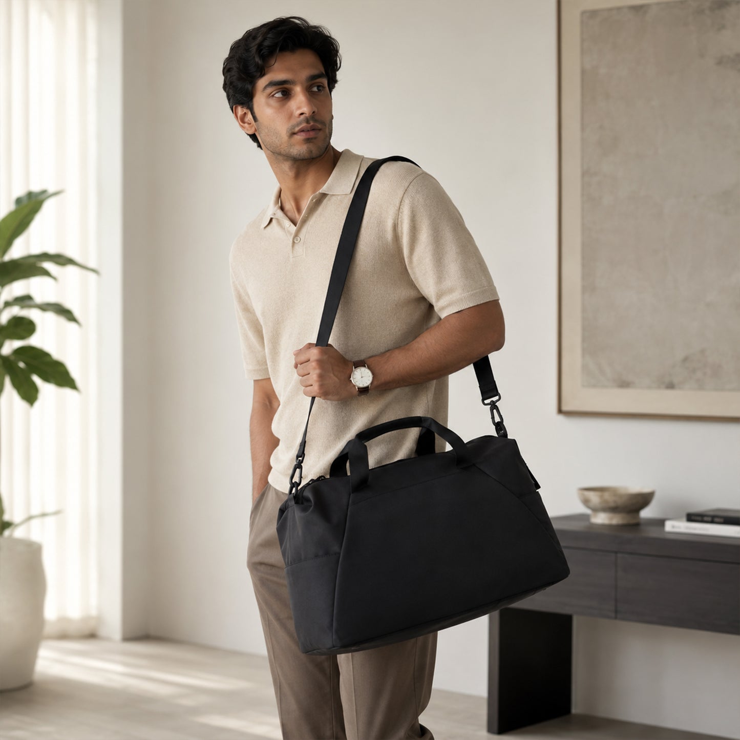 Swingg Duffle Bag – 38L Black Polyester Gym, Travel & Daily Duffle Bag