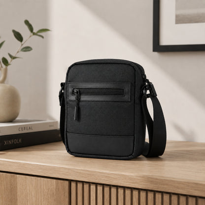 Tomi Sling Bag – 1.6L Black Polyester & Vegan Leather Crossbody Bag for Travel & Daily Use