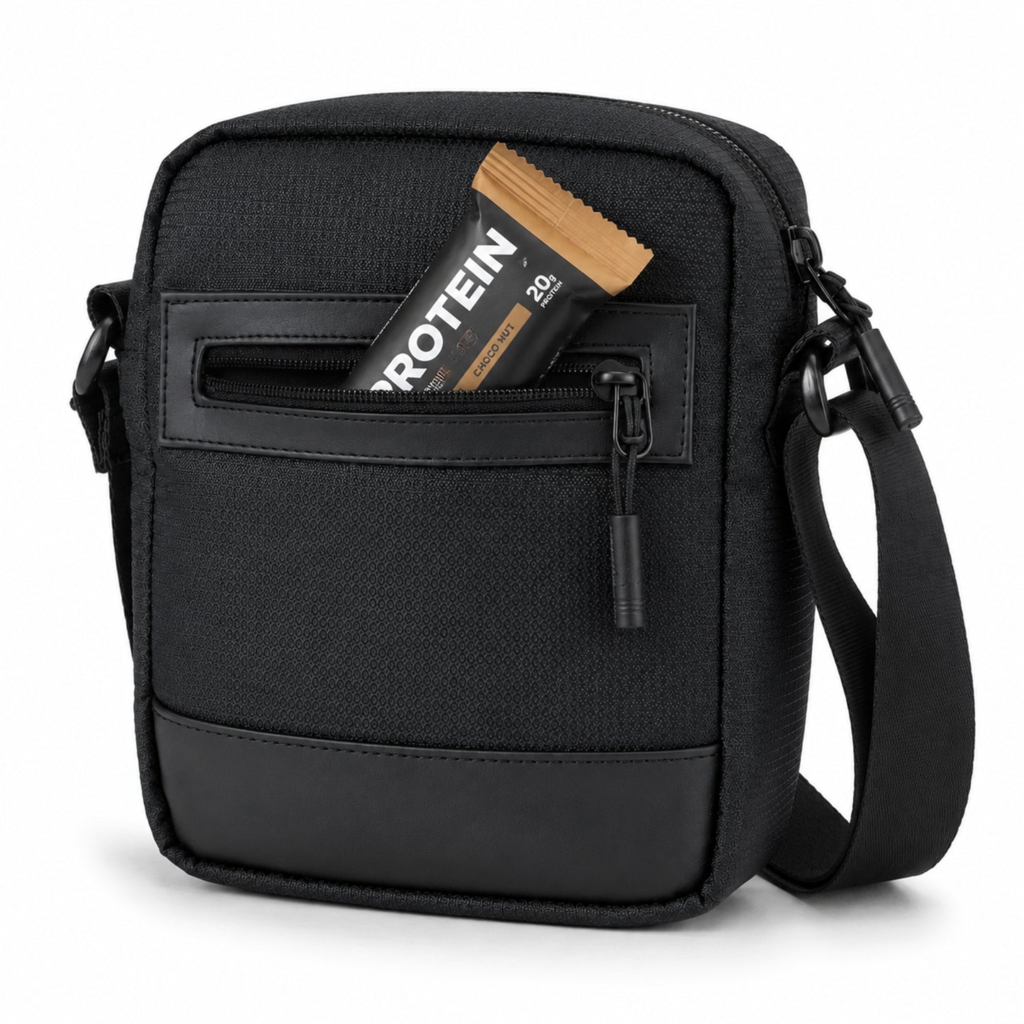 Tomi Sling Bag – 1.6L Black Polyester & Vegan Leather Crossbody Bag for Travel & Daily Use