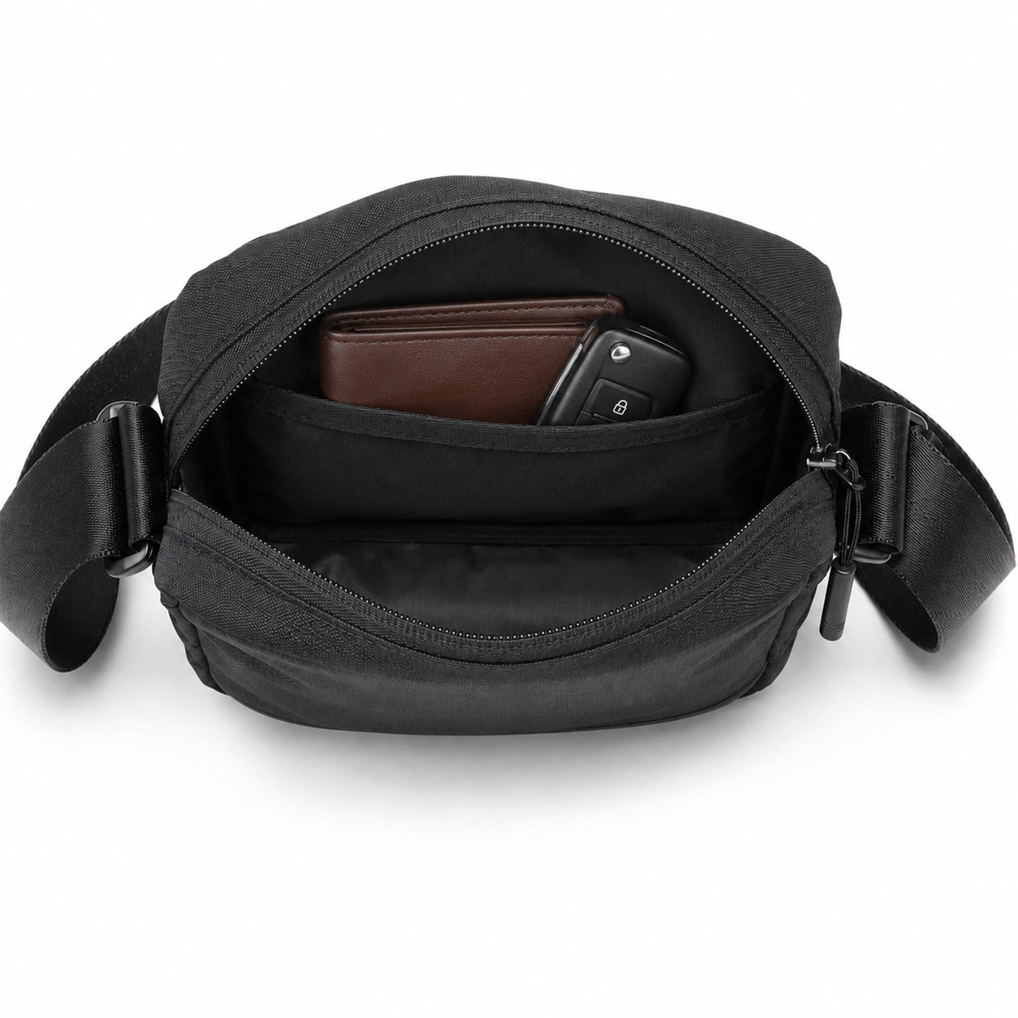 Tomi Sling Bag – 1.6L Black Polyester & Vegan Leather Crossbody Bag for Travel & Daily Use