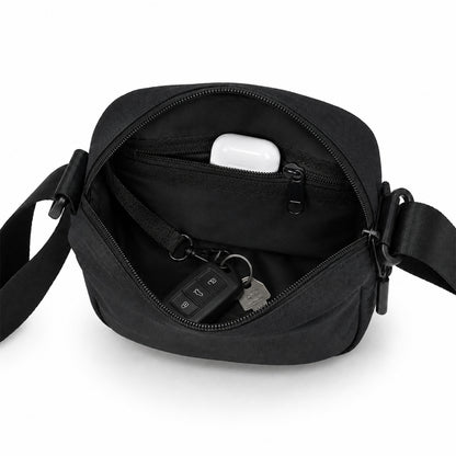 Tomi Sling Bag – 1.6L Black Polyester & Vegan Leather Crossbody Bag for Travel & Daily Use