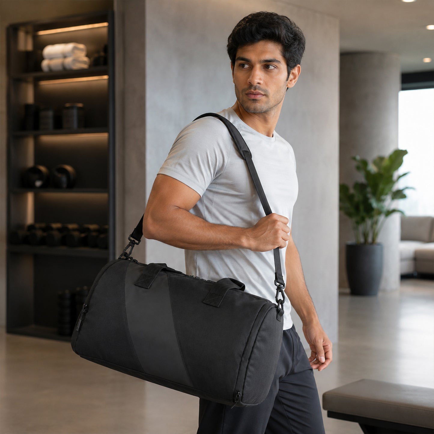 Tucsan Duffle Black – 27L Gym, Travel & Daily Duffle Bag with Shoe Compartment