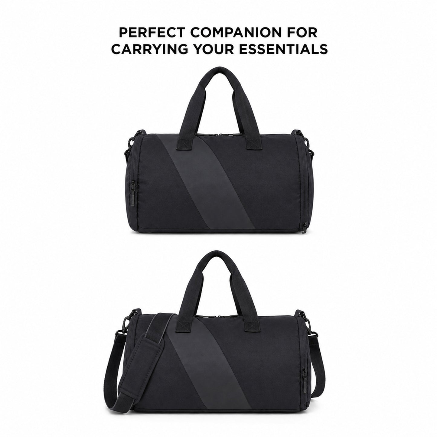 Tucsan Duffle Black – 27L Gym, Travel & Daily Duffle Bag with Shoe Compartment