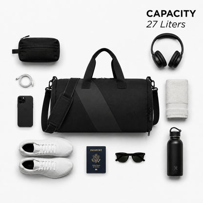 Tucsan Duffle Black – 27L Gym, Travel & Daily Duffle Bag with Shoe Compartment