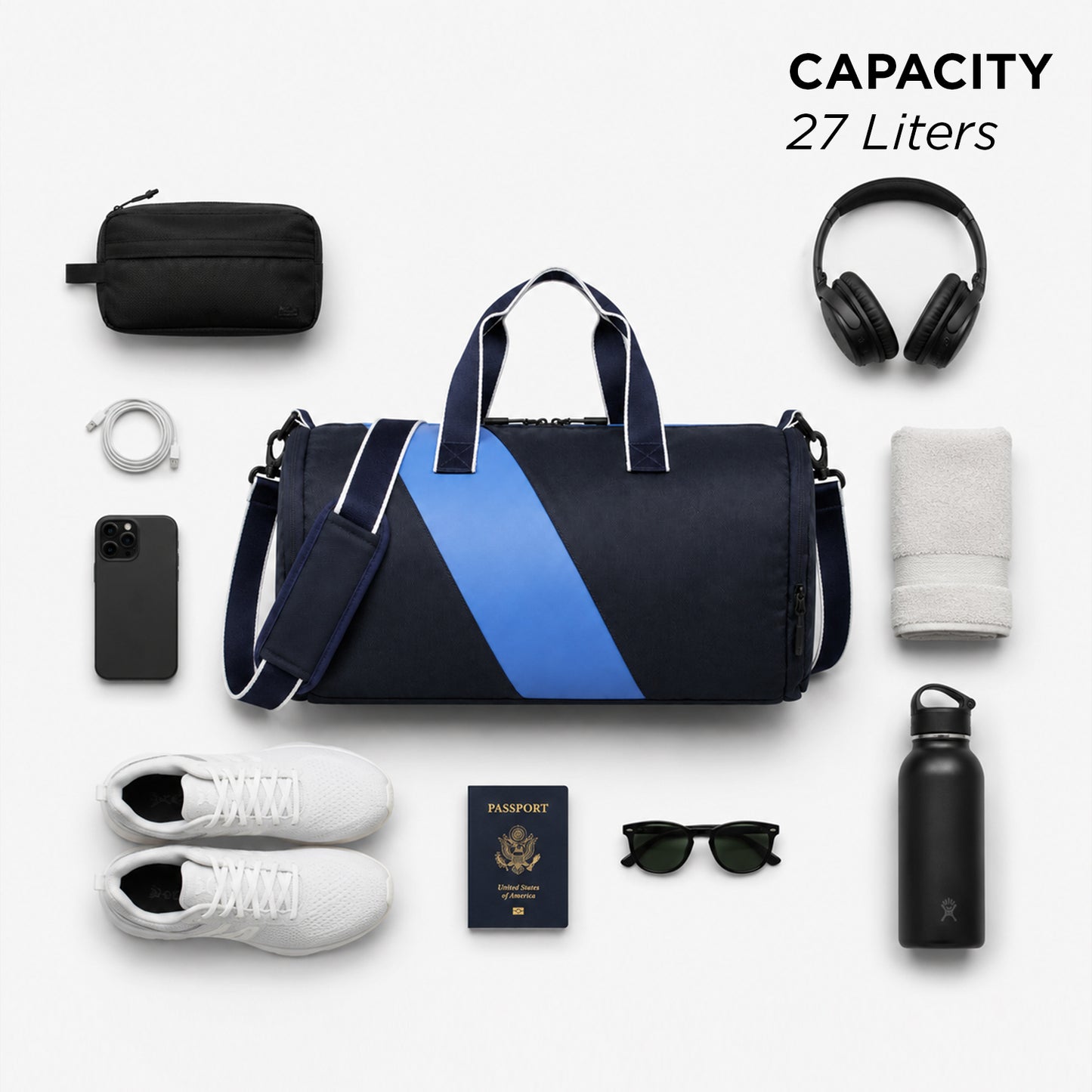 Tucsan Duffle Navy – 27L Gym, Travel & Daily Duffle Bag with Shoe Compartment
