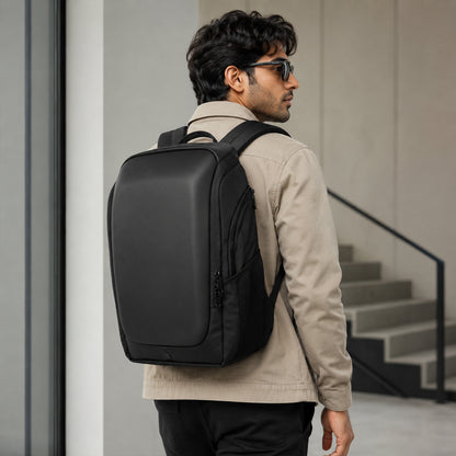 Vektor Pro Backpack – 23L Black Vegan Leather Laptop Backpack for Office & Travel