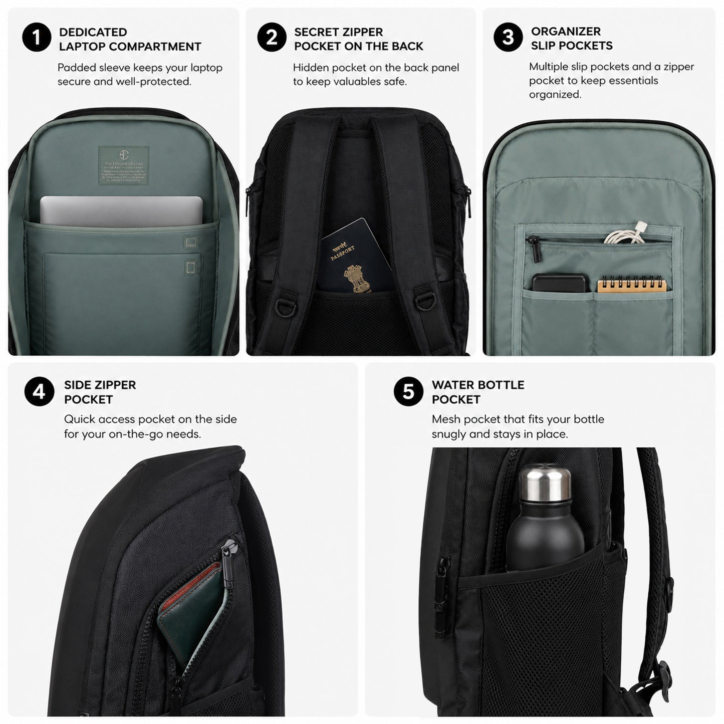 Vektor Pro Backpack – 23L Black Vegan Leather Laptop Backpack for Office & Travel