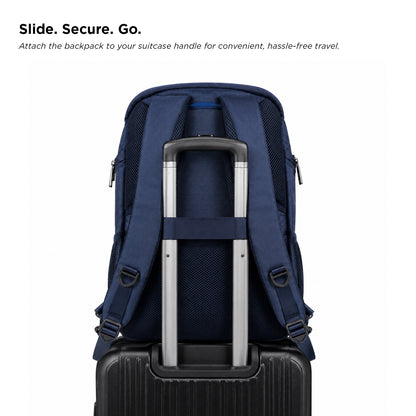 Vektor Pro Backpack – 23L Navy Vegan Leather Laptop Backpack for Office & Travel