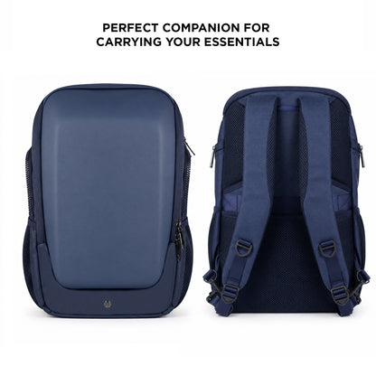 Vektor Pro Backpack – 23L Navy Vegan Leather Laptop Backpack for Office & Travel