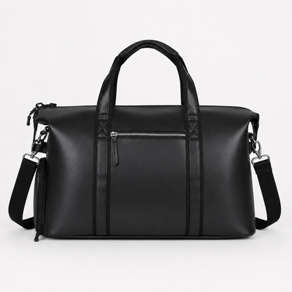 Wander Duffle – 38L Black Vegan Leather Gym, Travel & Daily Duffle Bag