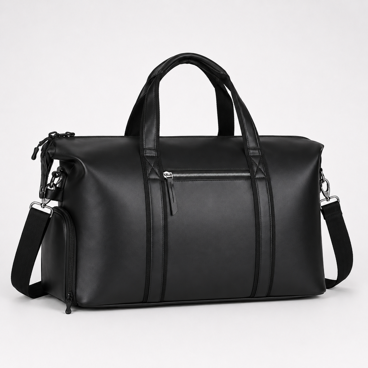 Wander Duffle – 38L Black Vegan Leather Gym, Travel & Daily Duffle Bag