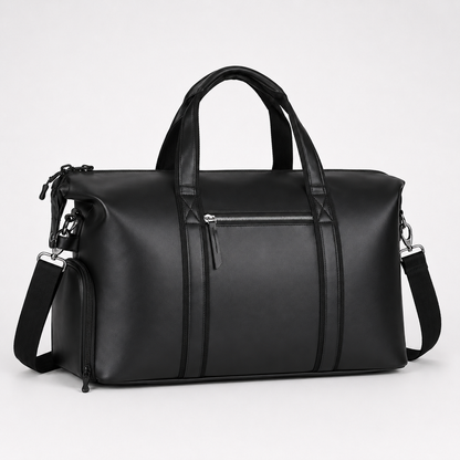 Wander Duffle – 38L Black Vegan Leather Gym, Travel & Daily Duffle Bag
