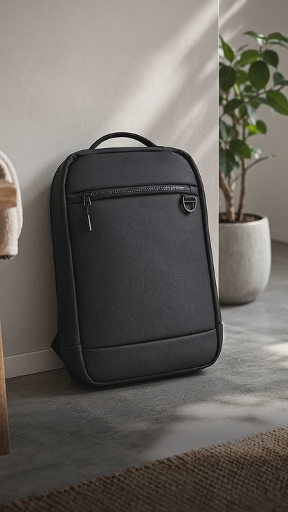 Elite Backpack – 17L Black Vegan Leather Laptop Backpack for Office, Daily Use & Travel