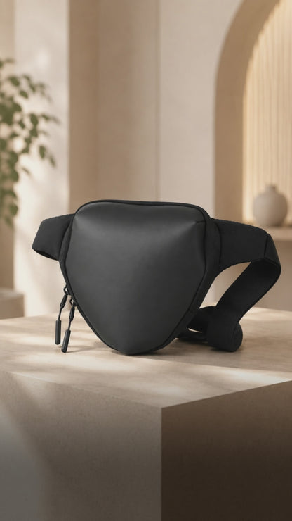 Anglar Crossbody Bag – 1.5L Black Polyester & Vegan Leather Sling Bag for Travel & Daily Use